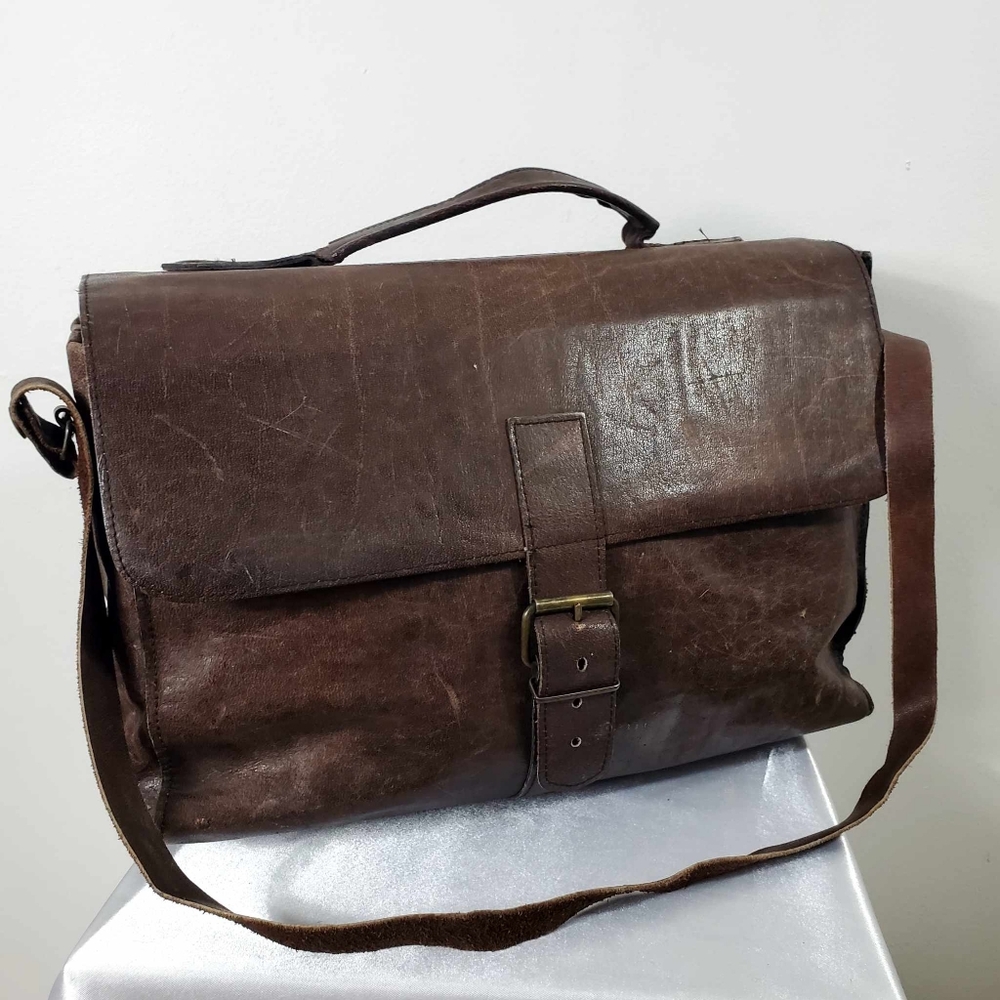 Vintage Brown Leather Messenger Bag